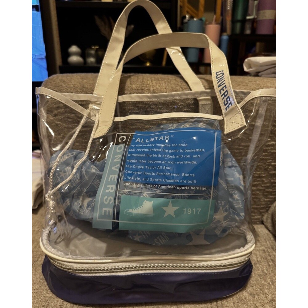 EUC Converse Clear Vinyl Beach / Pool Tote Bag